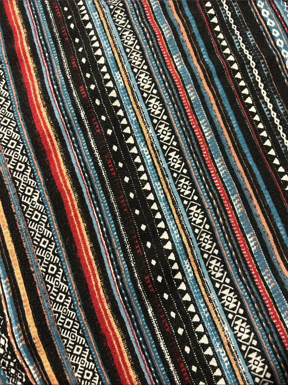 Striped Multicolor Maxi Skirt with Blue and Black Tones